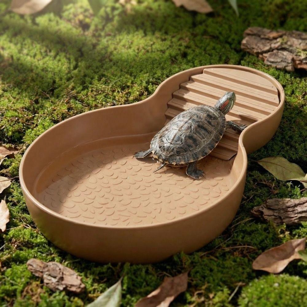 Wide Mouth Tortoise Food Bowl Non-Slip Turtle Pond Amphibians Water Bowl  Terrarium Decor