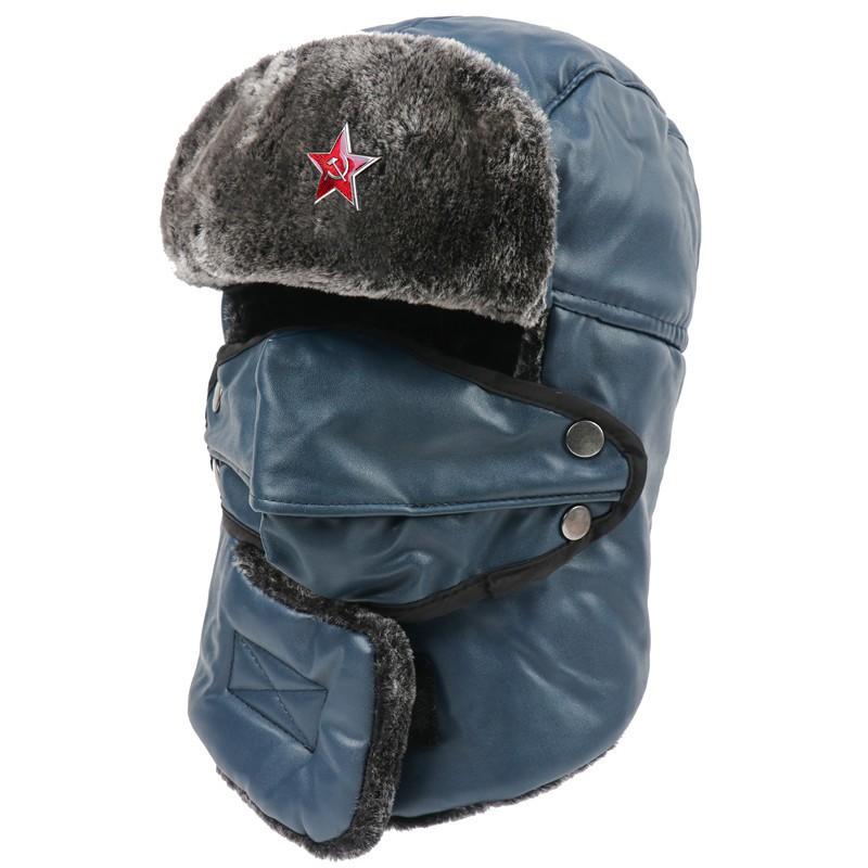 Зимняя теплая военная шапка из ПУ-кожи с флисовой подкладкой и вышитым значком для мужчин и женщин, для улицы, велоспорта, катания на лыжах