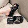Thick Bottom Slope Heel Cool Slippers Women's Summer Wear 2025 New Super Fire Sequins High-end Feeling with Skirt Beach One-word Drag
