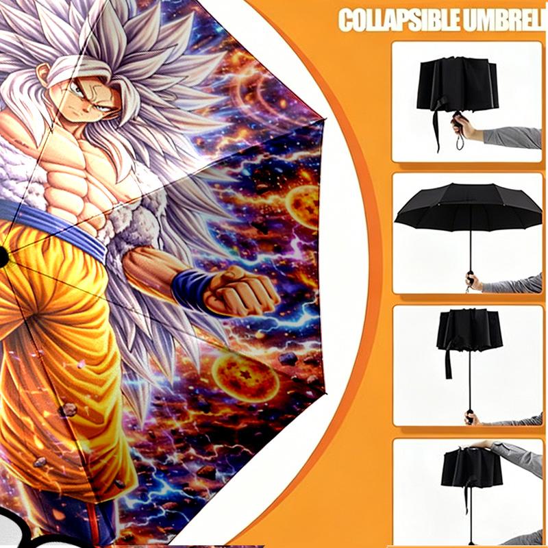 Персонализированный зонт с принтом DRAGON BALL, Автоматическое открытие/закрытие, Прочный 8-реберный каркас, Для поездок на работу, кемпинга, походов, Подарок на день рождения