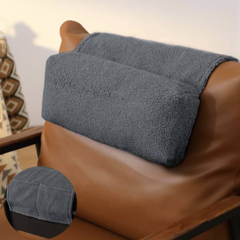 Nordic Solid Color Headrest Pillow With Neck Support And Storage Pocket For Relaxing Lounges