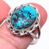 Кольцо из чистого серебра 925 пробы с натуральным тибетским бирюзовым камнем, размер 9,5 O8a69
