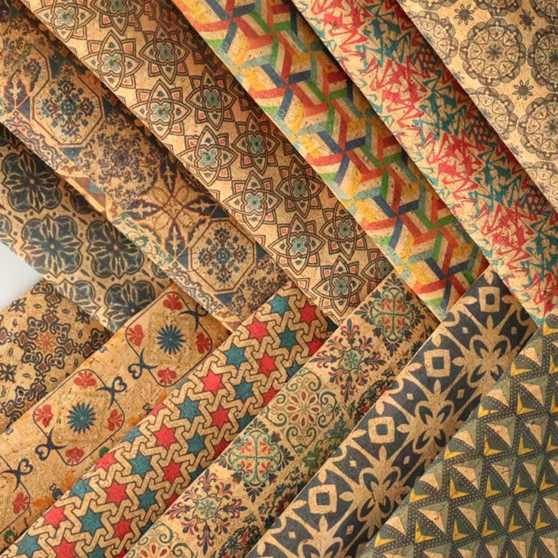 90*135 см 0,5 мм натуральная пробковая синтетическая кожаная ткань с рисунком под дерево, цветочная печать, искусственная ткань для фона, сумочка, обувь, декор своими руками