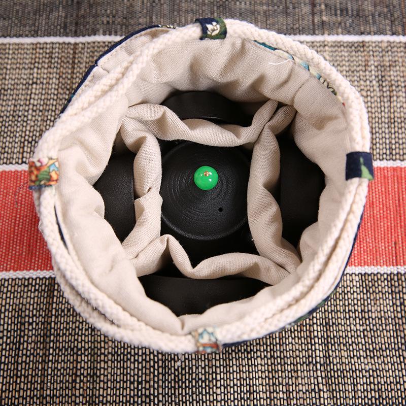 Китайские утолщенные хлопковые мешочки для чайных чашек, дорожные портативные мешочки на шнурке, многофункциональная сумка для хранения, тканевый мешочек для чайника, новый