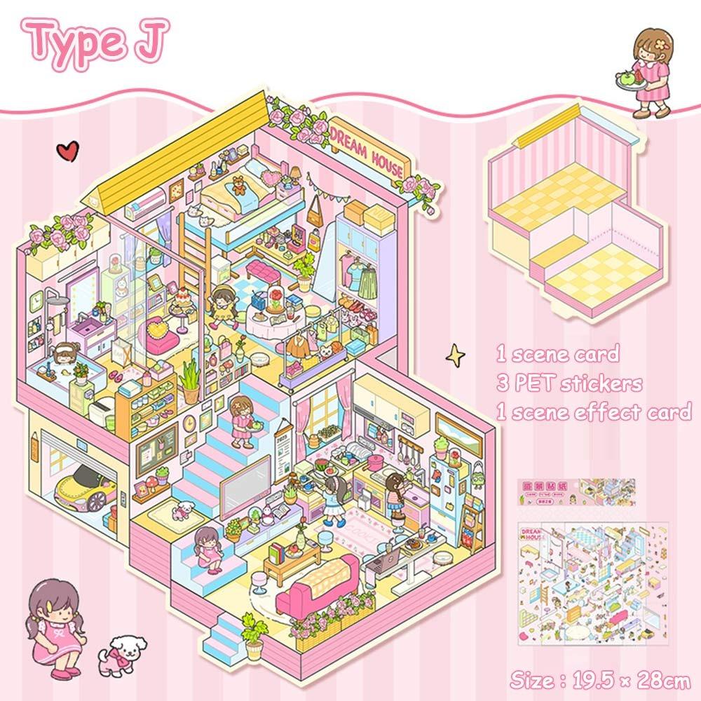 3D Стикеры с пейзажами DIY Визуальные складывающиеся стикеры Новая миниатюрная сцена 3D стикеры