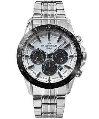 Часы Clock House Business Casual Solar Chronograph, белые и черные, цвет «панда», мужские, MBC1003-WH1A