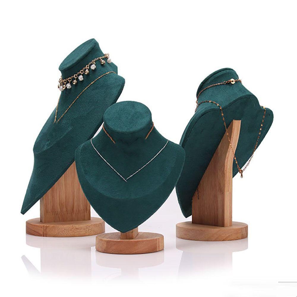 Wooden Necklace Display Rack Suede Display Model High Quality Neck Display Props Necklace