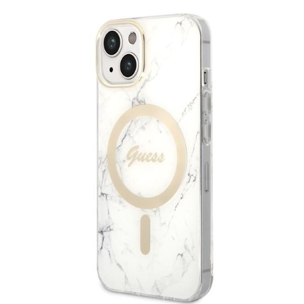 Guess GUBPP14MHMEACSH Case+ Charger Set iPhone 14 Plus / 15 Plus 6.7" white/white hard case Marble MagSafe
