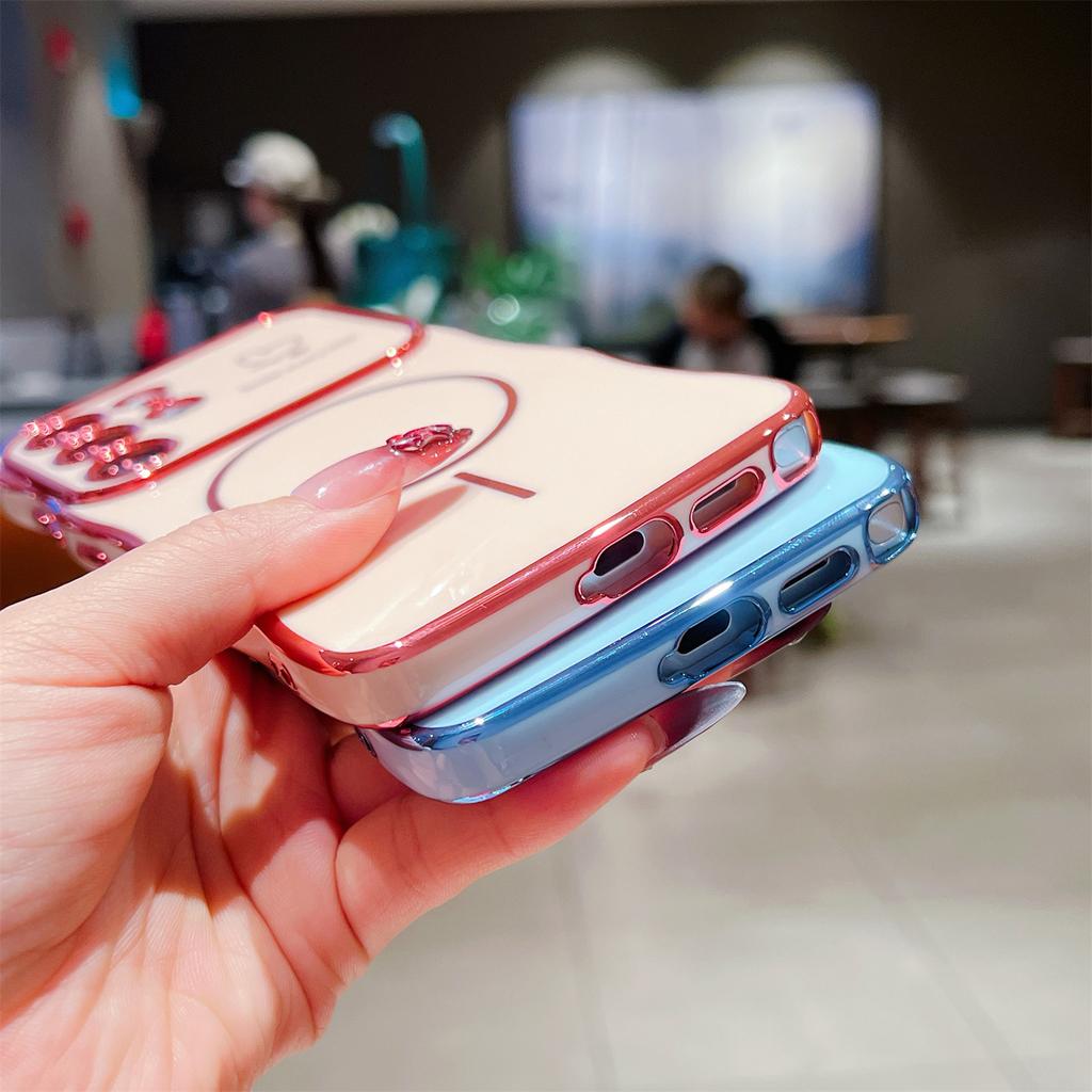 For Samsung Galaxy S25 Ultra Magnetic Case Electroplating Wave Edge TPU Phone Cover Heart Pattern