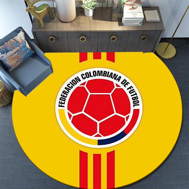 Federación Colombiana de Fútbol Round Area Rug,Carpet Rug for Living Room Bedroom Sofa Playroom Decor,Non-slip Floor Mat