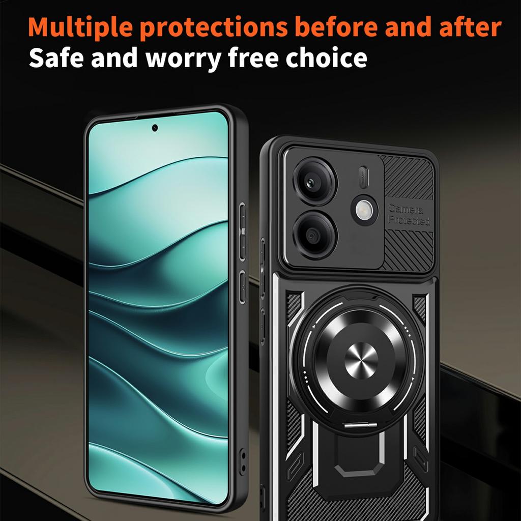 Для Xiaomi Redmi Note 14 4G (163,25 мм) Магнитный чехол с вращающейся подставкой TPU+PC Чехол для телефона