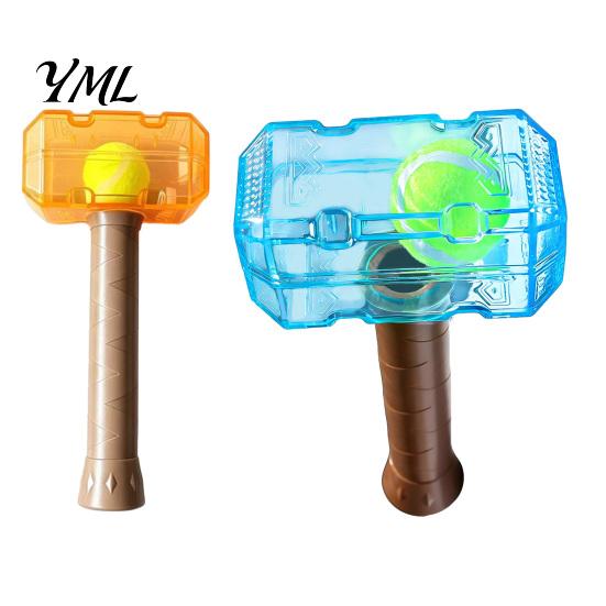 Dog Chew Toys for Medium Large Dogs 2Pcs Squeaky Hammer with Tennis Ball Inside, Interactive Fetch Toys, Unique Shaped Toy Rubber Indoor Outdoor Play