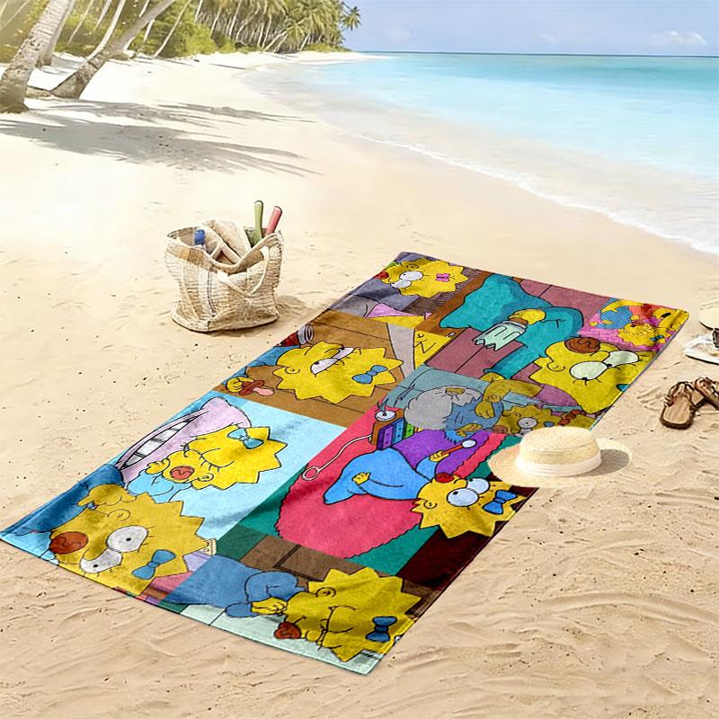 Maggie Simpson Print Beach Towel, Large Soft Quick Dry Towel for Beach Camping Swimming