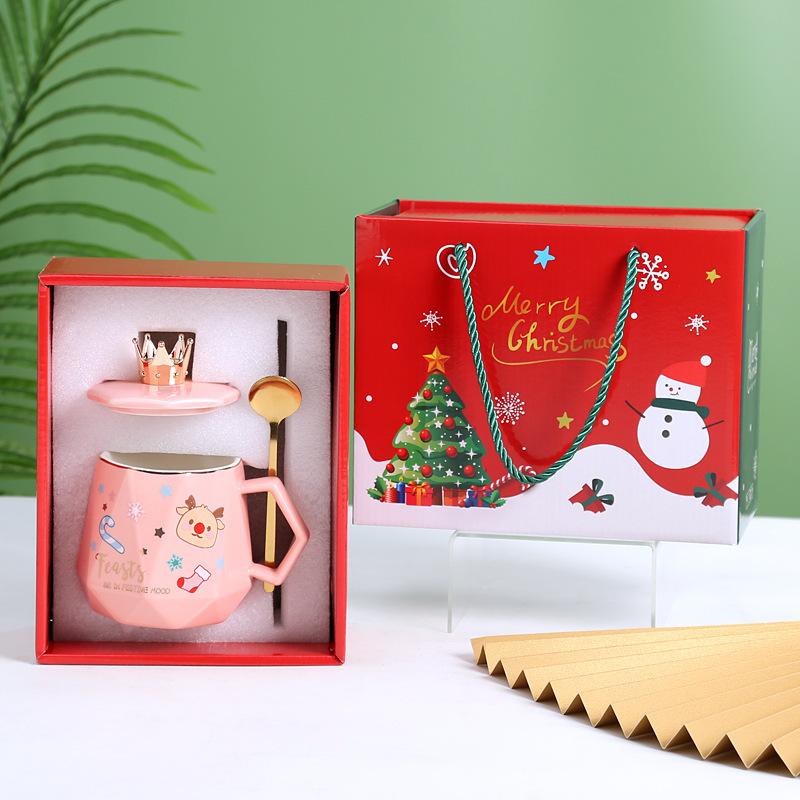 Высокая рождественская чашка креативная керамическая чашка Санта-Клаус кружка рождественский подарок чашка для воды с крышкой ложка чашка
