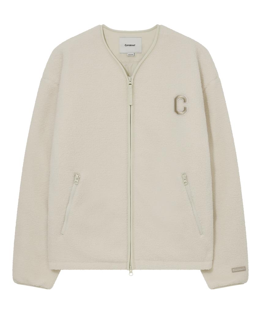 Covernat Collarless Sherpa Jacket Oatmeal