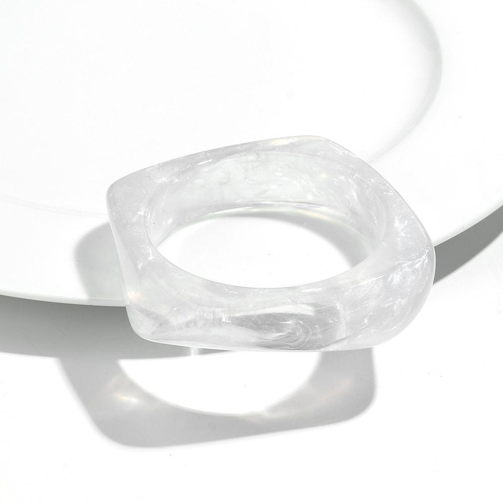 Exaggerated Big Irregular Square Acrylic Bangle for Women Pearlescent Colorful Resin Geometric Cuff Bracelet Trendy Jewelry Gift
