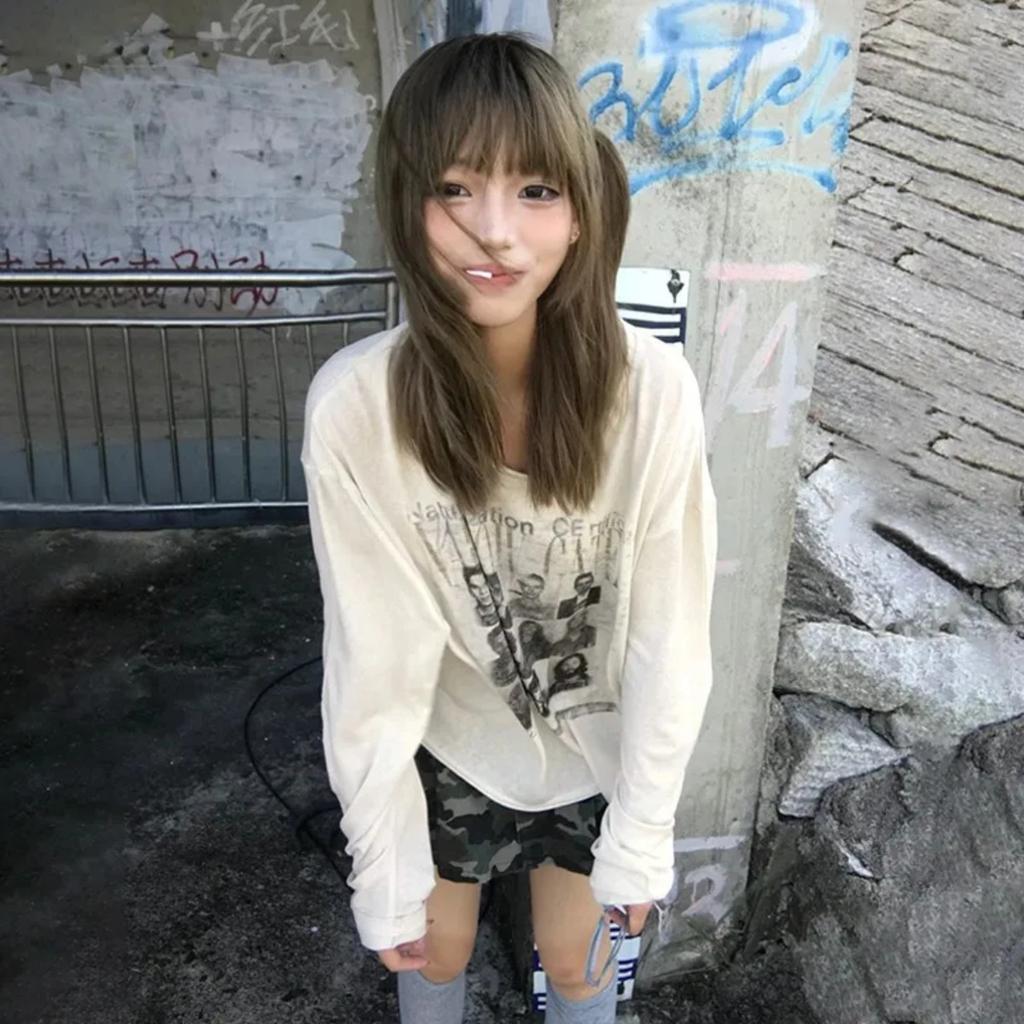 Японская футболка Y2k в стиле панк, гранж-эстетика, состаренные топы, трэшовый винтаж 2000-х, футболка с длинным рукавом, американский ретро