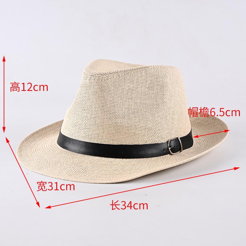 Curled Brim Top Hat Middle-aged Men Sunscreen Breathable Travel Vacation Visor Straw Hat Literary and Retro