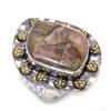 Copper Sunstone 925 Sterling Silver Jewelry Two Tone Ring Size 7.5 n2Y67