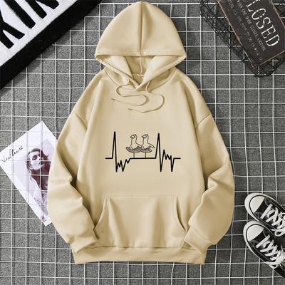 Графические толстовки с капюшоном Heartbeat Runner, толстовки, базовые вещи, зимний толстый свитер-худи, женская одежда