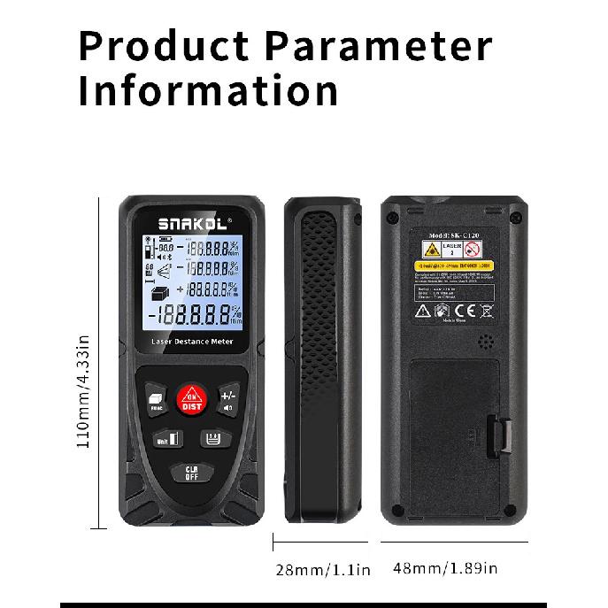 Snakol Laser Distance Meter 50M 70M 100M 120M Profesional Digital Rangefinder Roulette Ruler Laser Tape Measure with USB Charge