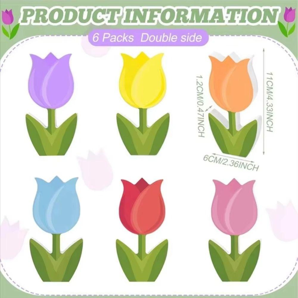 6Pcs Double-Sided Tulip Layered Tray Decoration Candy Color Plastic Floral Decoration  Easter Party