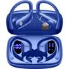 Беспроводные наушники Bluetooth 48 часов воспроизведения Спортивные наушники со светодиодным дисплеем Накладные наушники Гарнитура для тренировок Синий