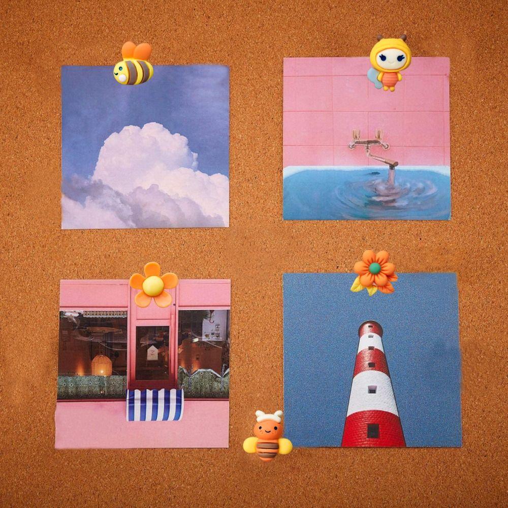 30Pcs Portable 3D Bee Flower Push Pins DIY Reusable Thumb Tacks Multifunctional Creative Board Thumbtack Office School Supplies