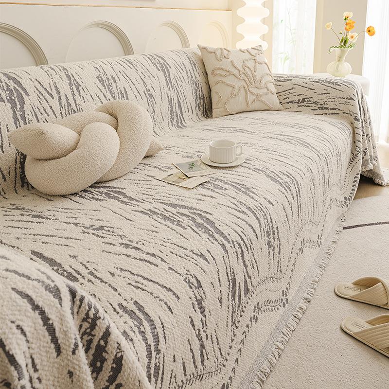 Durable Microfiber Sofa Cover With Elastic Hem, Chic Couch Cover And Anti-Stain Sofa Slipcover For Families