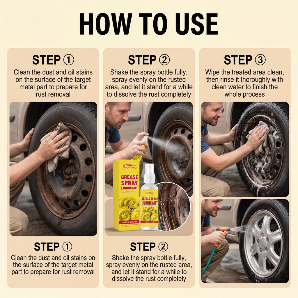 Rust Remover Spray for Car Maintenance Metal Polish Instant Rust Removal Multi Purpose Cleaner Prevent Corrosion High Efficiency