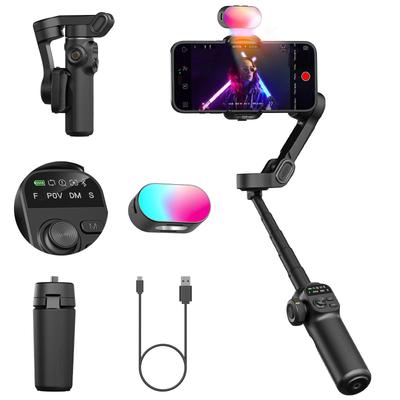 AOCHUAN Smart X2 Стабилизатор-подвес для смартфона 3-осевой OLED-дисплей 20-сантиметровая удлинительная штанга RGB-подсветка 360° Вращение Ручной Видео Селфи Черный