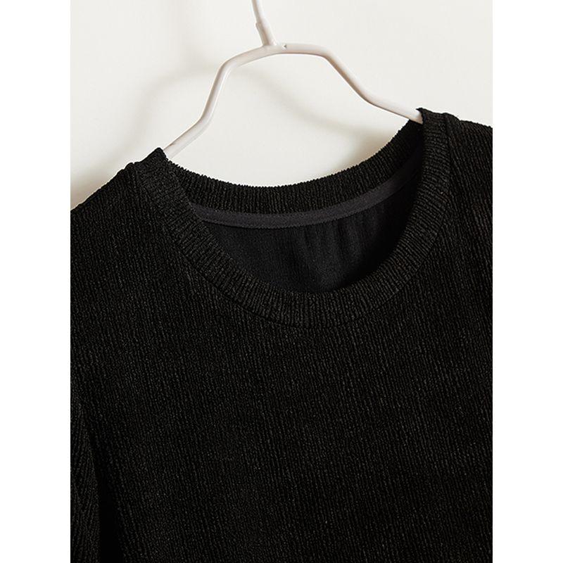 Scandinavian Light Luxury Brands Tops! Heavy Quality Women's Elastic Cotton Yarn Luminous Sequin Splicing Pullover Short Sleeve T-shirt Summer