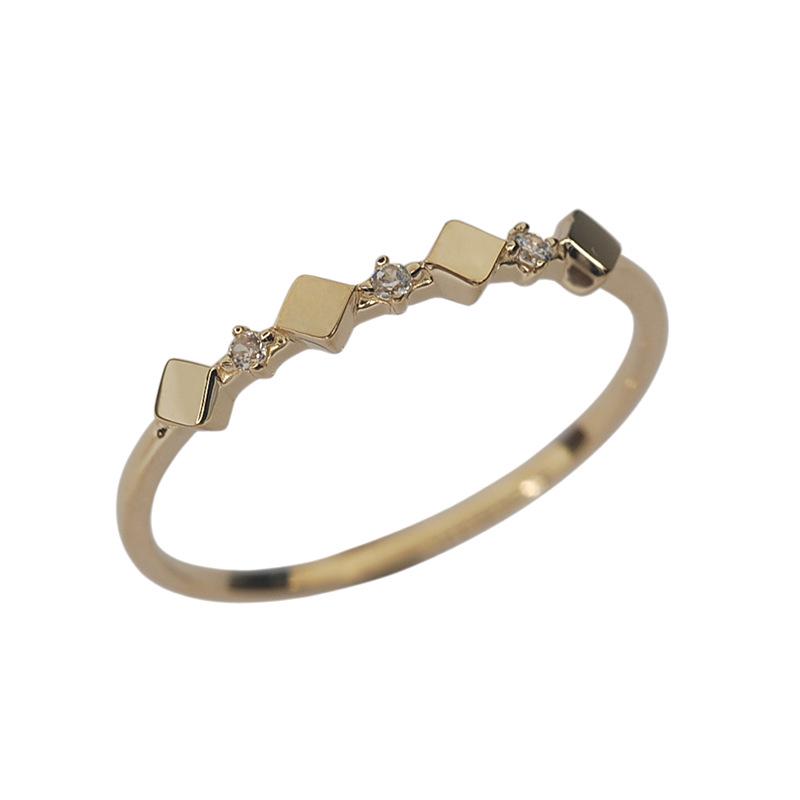 S925 Sterling Silver Geometric Diamond Spacer Ring - Adjustable, Stacking, French Chic Style