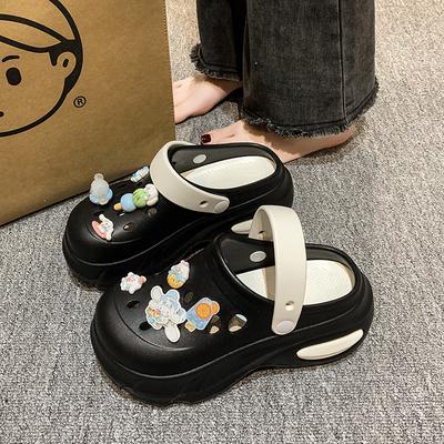 Туфли с дырочками на толстой подошве, женские нескользящие пляжные сандалии, увеличивающие высоту, сандалии с сумкой на голову, верхняя одежда, увеличивающие высоту, женские сандалии для сада