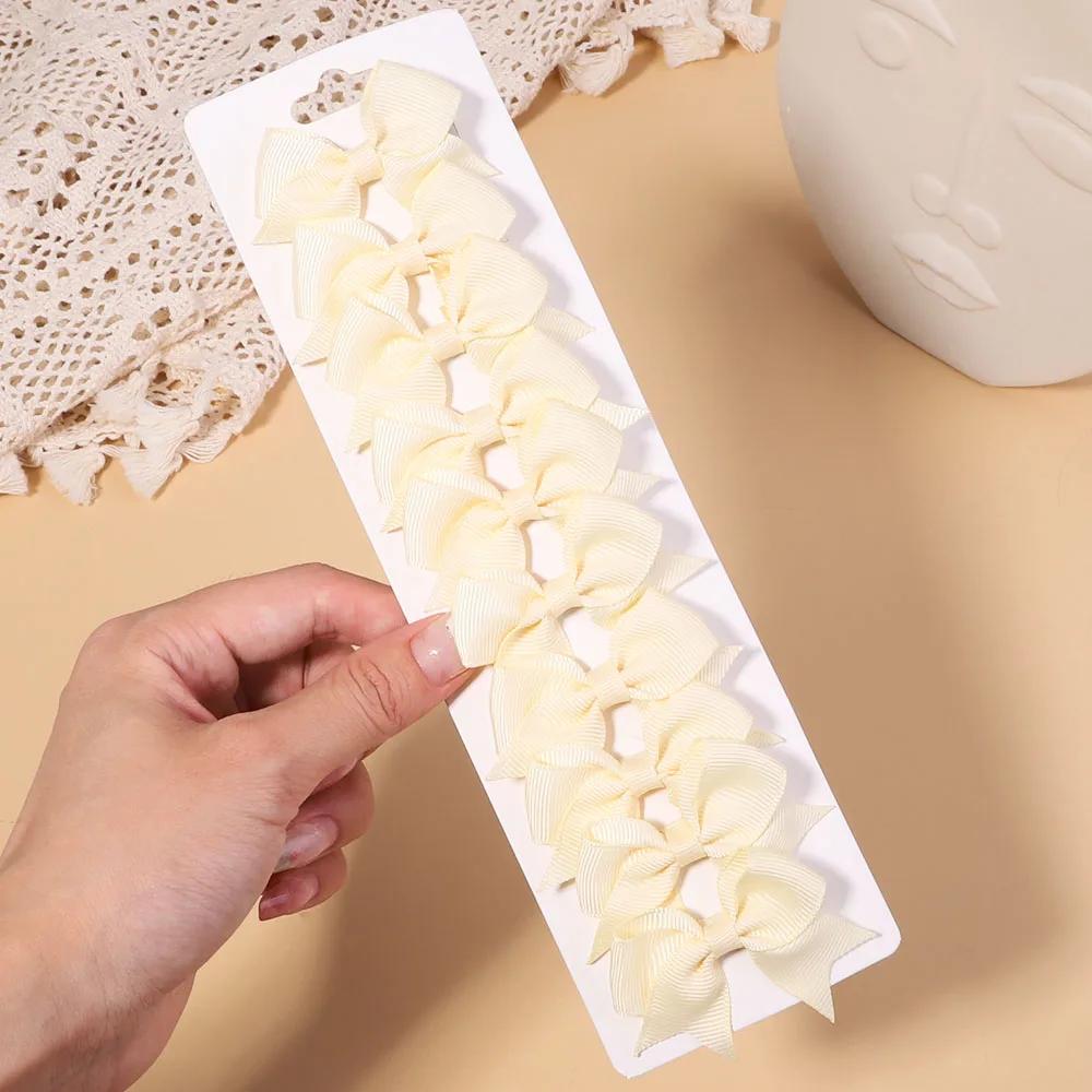 10 шт./набор однотонных репсовых лент, заколки для волос для детей, банты, заколки для волос, бутик, ручная работа, головные уборы, аксессуары для волос для девочек и младенцев