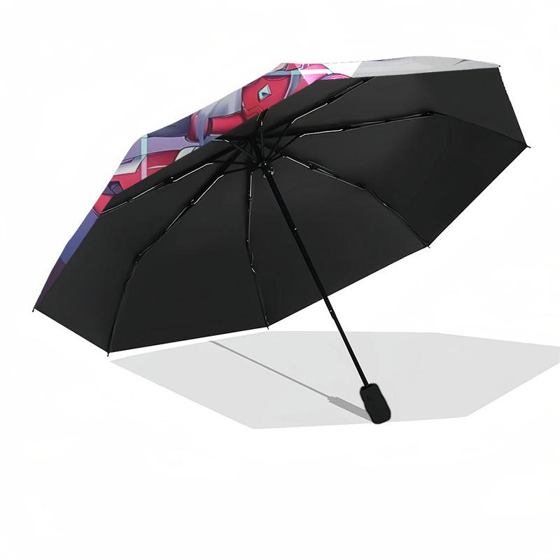 1pc Heroic Guardian Automatic Folding Outdoor Umbrella - 3-Fold Design with 8-Bone Iron Frame, Perfect for Fans, Travelers, Daily Use, and Festiv