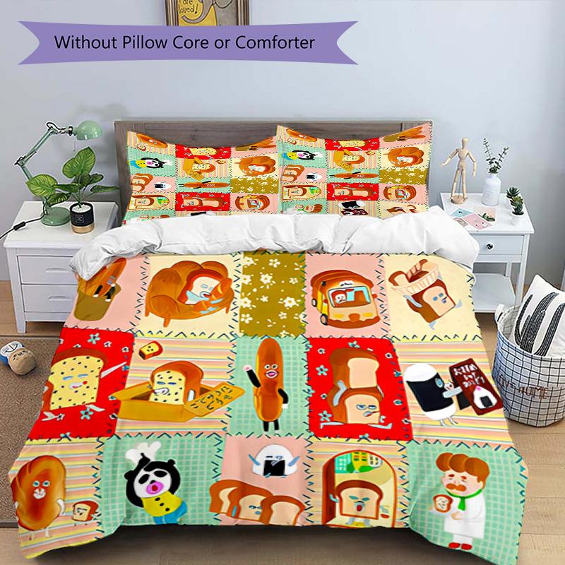 3pcs Bread Thief pattern bedding set duvet cover set includes duvet cover &pillowcases, perfect all season bedroom decoration & gift