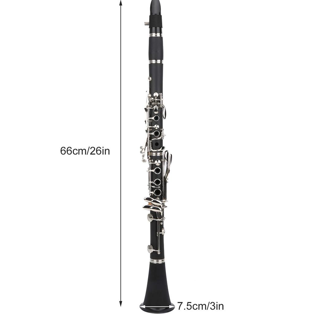 17-Key B-Flat Clarinet Set for Students, Professional B-Flat Clarinet, Includes BB Cleaning, Cross Reeds, and Driver Box (Black)