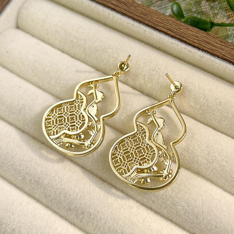 Ювелирные изделия Ювелирные серьги Золотой цвет Тыква-сокровище Ретро стиль Высококлассные Женские