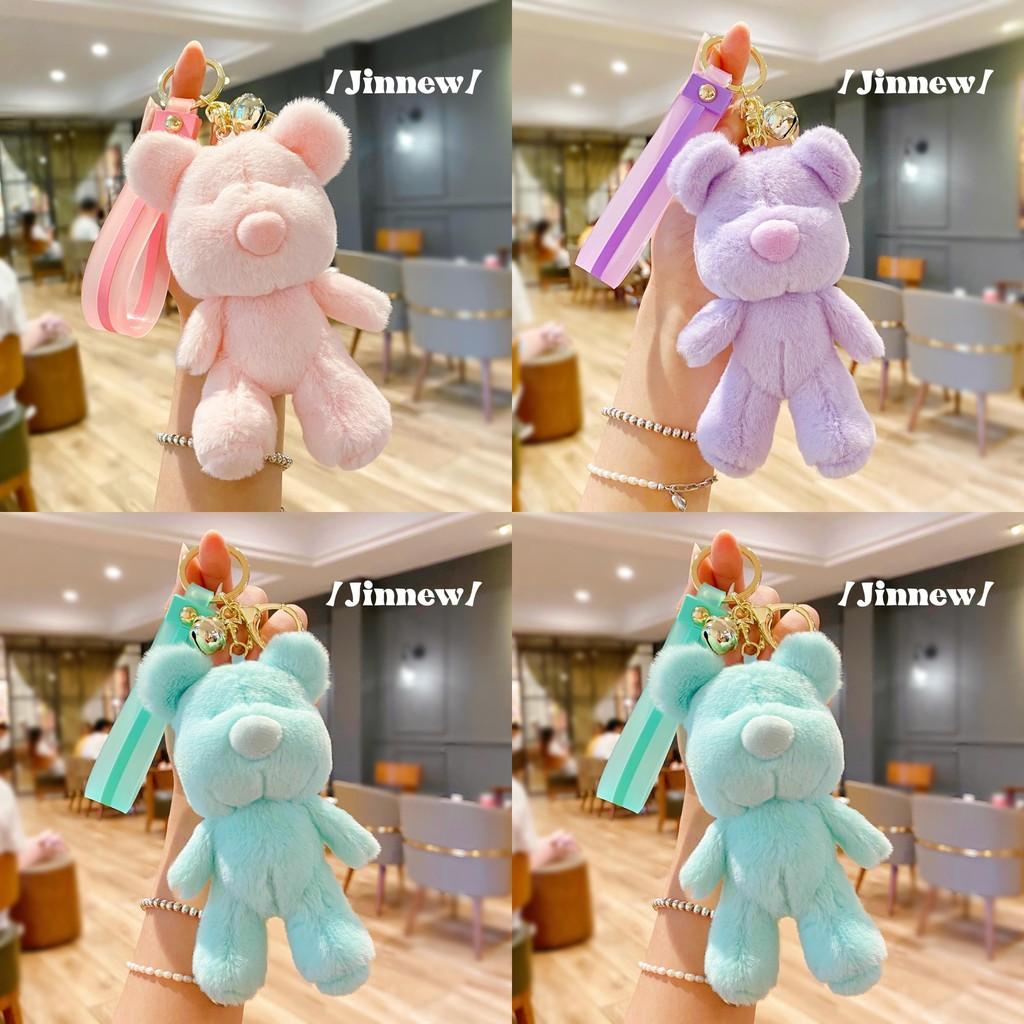 Charming Plush Cartoon Bear Keychain Colorful Candy Colors For Cute Bag Decoration
