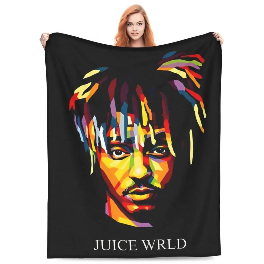 Плед Juice WRLD Музыкальный Пушистый Плед xсм для Дивана Постельного Белья Вечеринка Никогда Не Кончается Смешной Плед для Отдыха