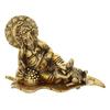 Золотой отдыхающий Ганеша с Мушаком Металлическая декоративная статуэтка, Религиозная