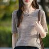 Женский шерстяной свитер с короткими рукавами Qinghe кашемир 50% шелк 50% шерсть жилет без рукавов для весны и лета из шерсти мягкий и удобный