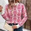 Half High Neck Knit Autumn Winter Floral Jacquard Pink Sweater