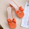 Модные женские шлепанцы на каблуке из ПВХ с бантом, босоножки на высоком каблуке, женская обувь, тренд 2025, модные туфли на массивном каблуке, летнее платье, неглубокие женские туфли