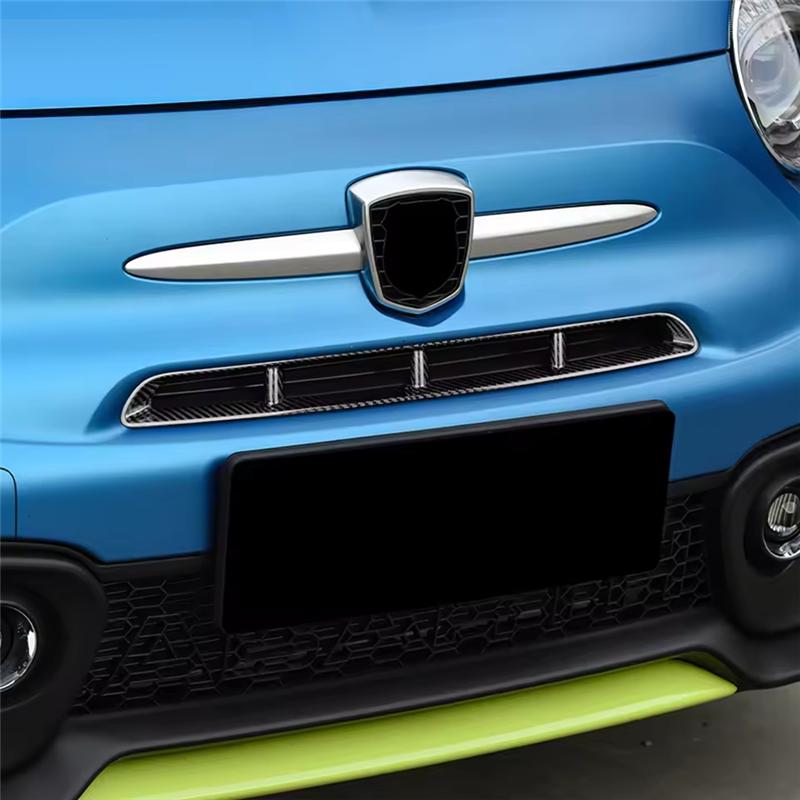 For Abarth 595 2017-2024 Real Carbon Fiber Front Center Grille Trim Sticker Car Decoration