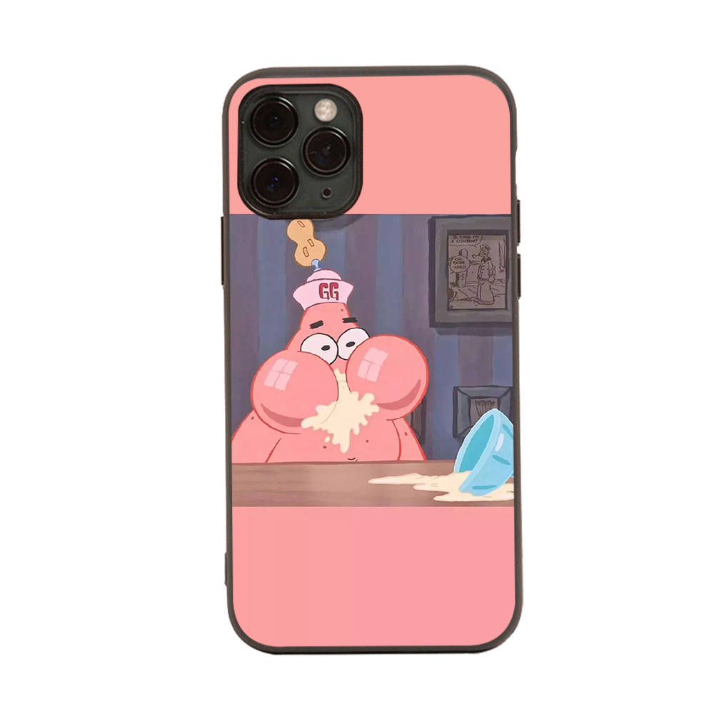PB6 SpongeBob Black Sofe Case for iPhone 16 15 Plus 14 13 Pro 8 SE XR XS Max P30 Nova 5T Y5P Y6 Y7 Y8P Y9 Realme C30 C33 C31 VIVO Y36 V27