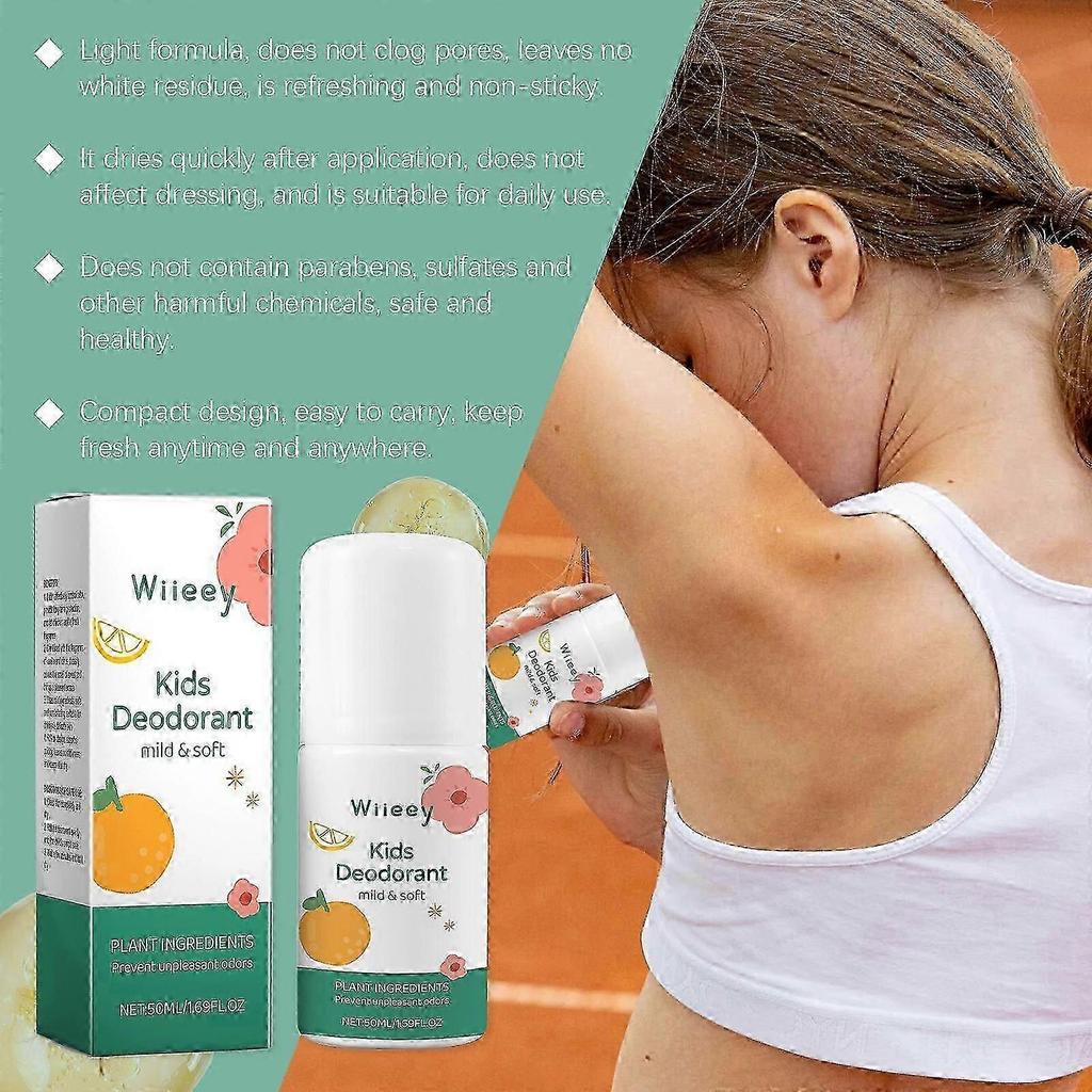 1-3Pcs Natural Deodorant for Kids & Teens, Hypoallergenic Roll-On Deodorant, Body Odor Protection