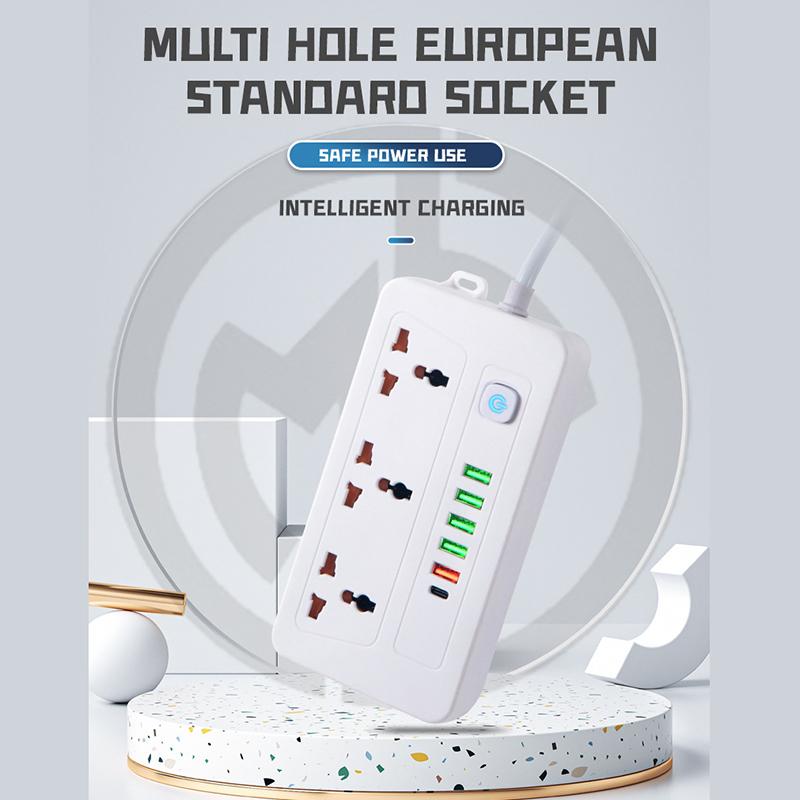 Универсальный удлинитель с 2/3 розетками и зарядным устройством на 6 портов USB, кнопка переключения удлинителя, удлинитель 2M/3M, розетка для удлинителя EU UK Us