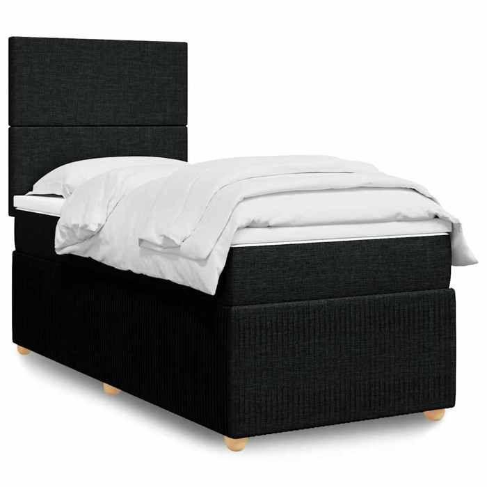 Maison Exclusive - Sommier à lattes de lit avec matelas Noir 90x190 cm Tissu